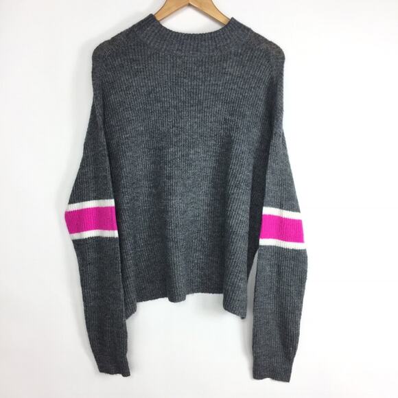 NEW REVOLVE John + Jenn Gray Long Sleeve Pullover Sweater Hot Pink Stripe XL - Picture 2 of 9